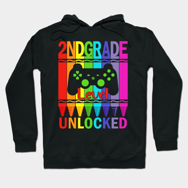 2nd Grade Level Unlocked Funny Gamer Shirt Back To School Crayons Hoodie by FONSbually
